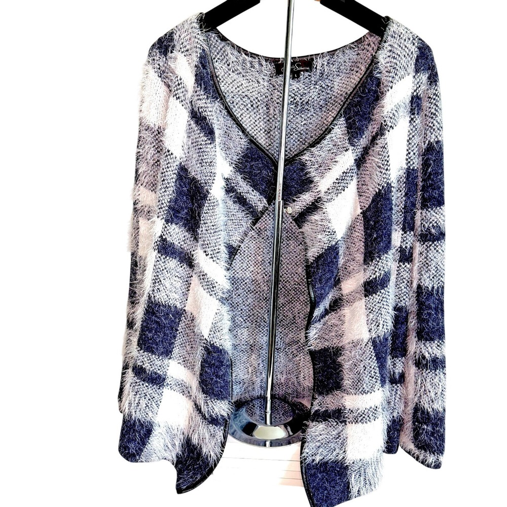 Nicole Sabbattini Womens Open Cardigan L Feminine Super Soft Glam Cozy Chic